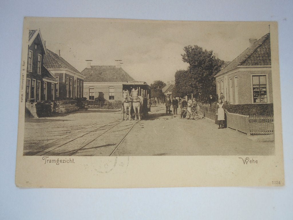 Wehe-den Hoorn Tramgezicht paardentram tramweg maatschappij, Ophalen of Verzenden, Voor 1920, Gelopen, Groningen