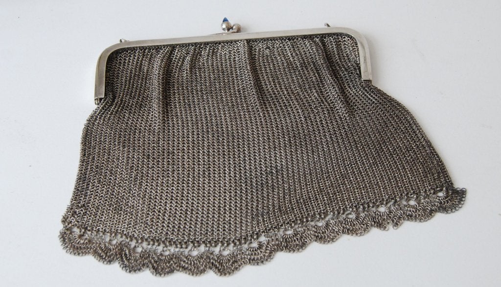antiek alpaca-zilver chatelaine tasje, Ophalen of Verzenden, Zilver
