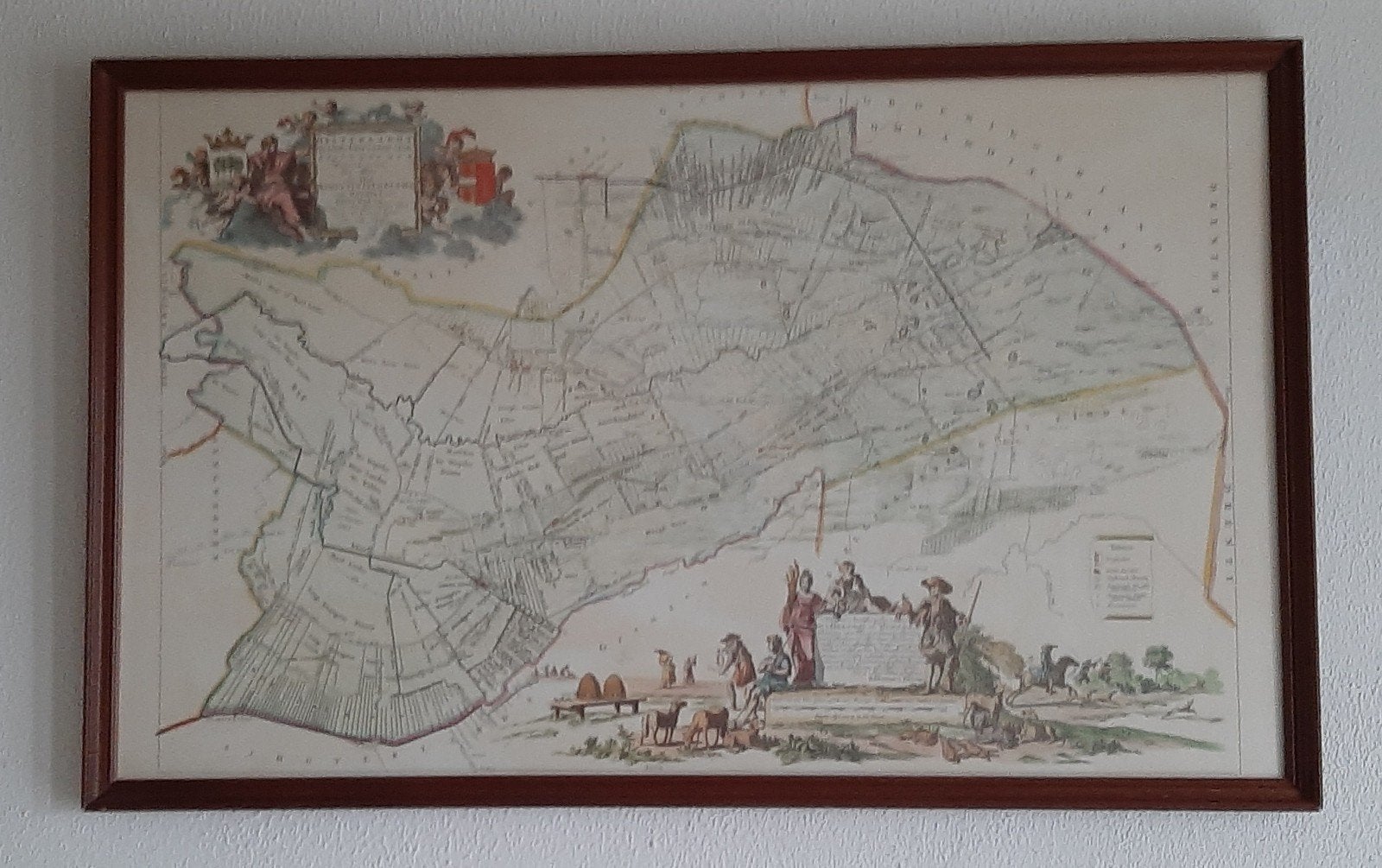 Antieke kaart Opsterland, De Acht Grietenijen, 1718, Halma, Landkaart, 1800 tot 2000, Nederland