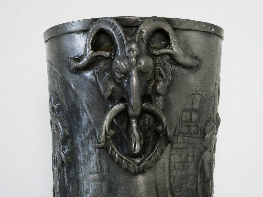 Fraaie Champagne emmer van tin met ramskop ram handgrepen, Antiek en Kunst, Ophalen of Verzenden