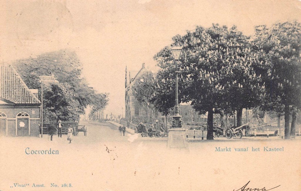 503 Coevorden - Markt vanaf het Kasteel  Vivat 2868, Verzamelen, Ansichtkaarten | Nederland, Verzenden, Voor 1920, Gelopen, Drenthe