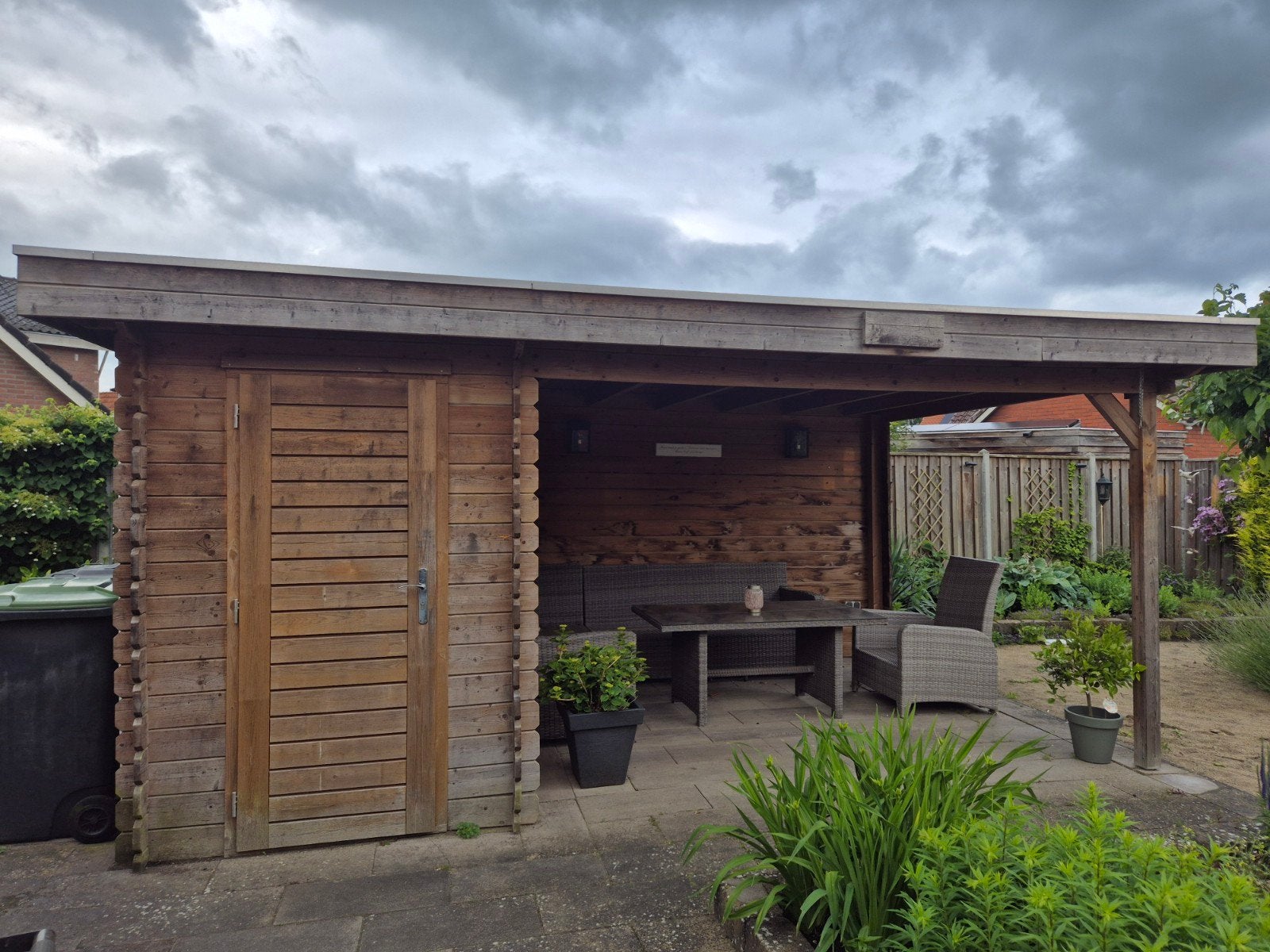 Houten overkapping met schuur, Tuin en Terras, Overkappingen, Ophalen, Gebruikt