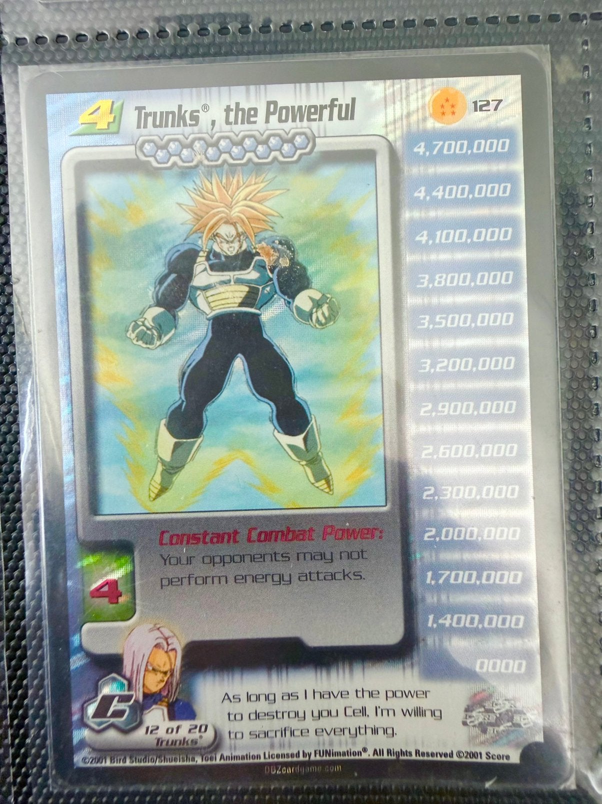 Dragon Ball Z TCG - Trunks, the Powerful (12 of 20), Ophalen of Verzenden, Zo goed als nieuw, Losse kaart