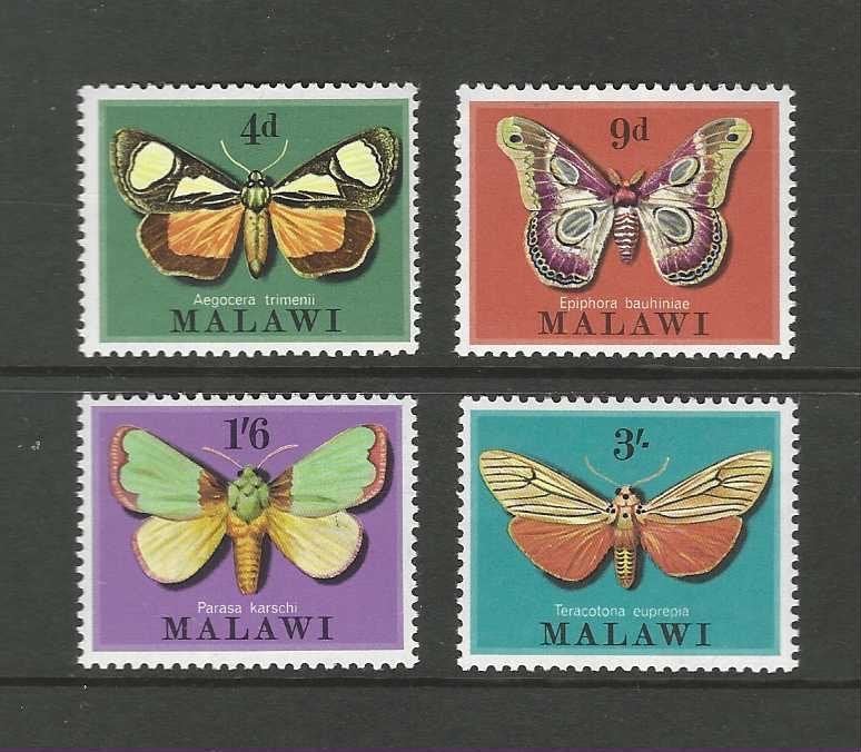 Malawi 134-137 vlinders serie 1970 postfris, Ophalen of Verzenden, Postfris, Dier of Natuur