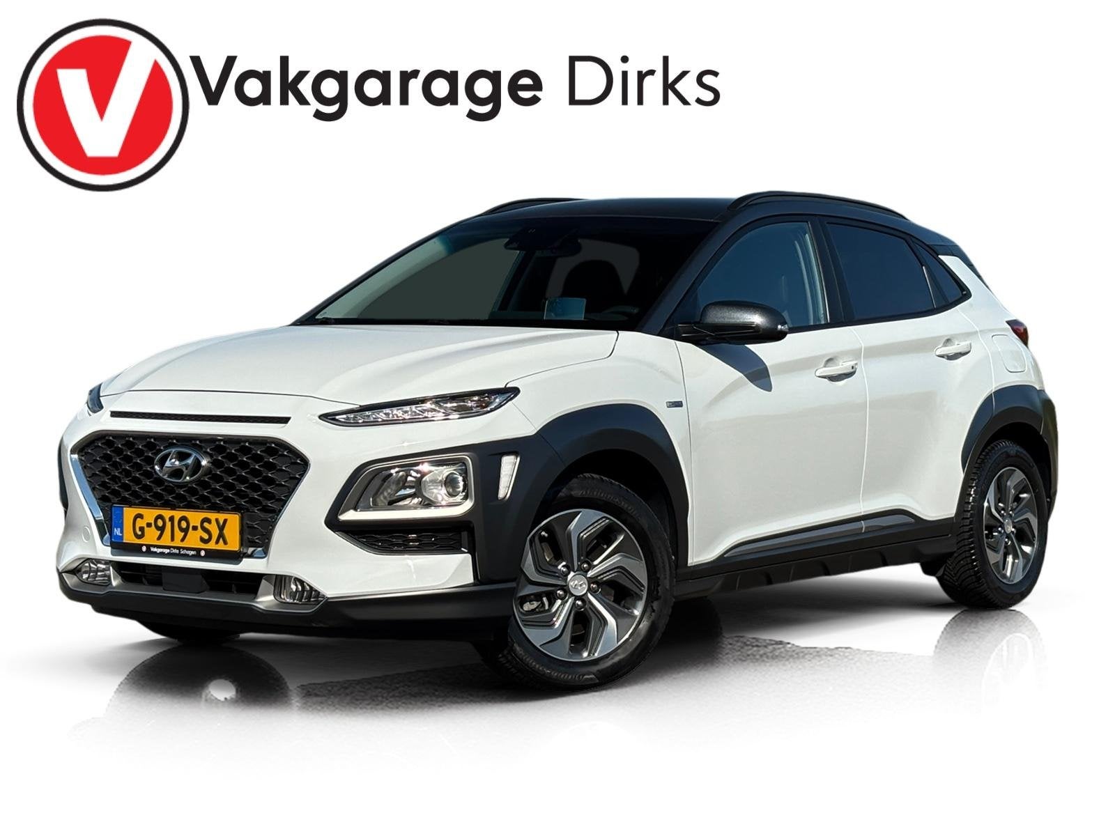 Hyundai Kona 1.6 GDI HEV Fashion ✅ Trekhaak ✅ CarPlay, Stof, Euro 6, 2 kWh, Wit
