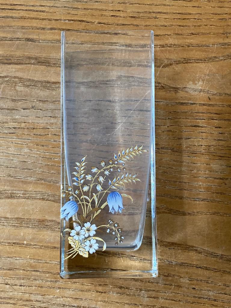 Vintage glazen vaas (19,5x4,5x7,5 cm), Antiek en Kunst, Antiek | Vazen, Ophalen of Verzenden