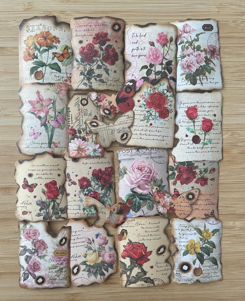 Rozen vintage look stickers, Verzenden, Nieuw, Meerdere stickers
