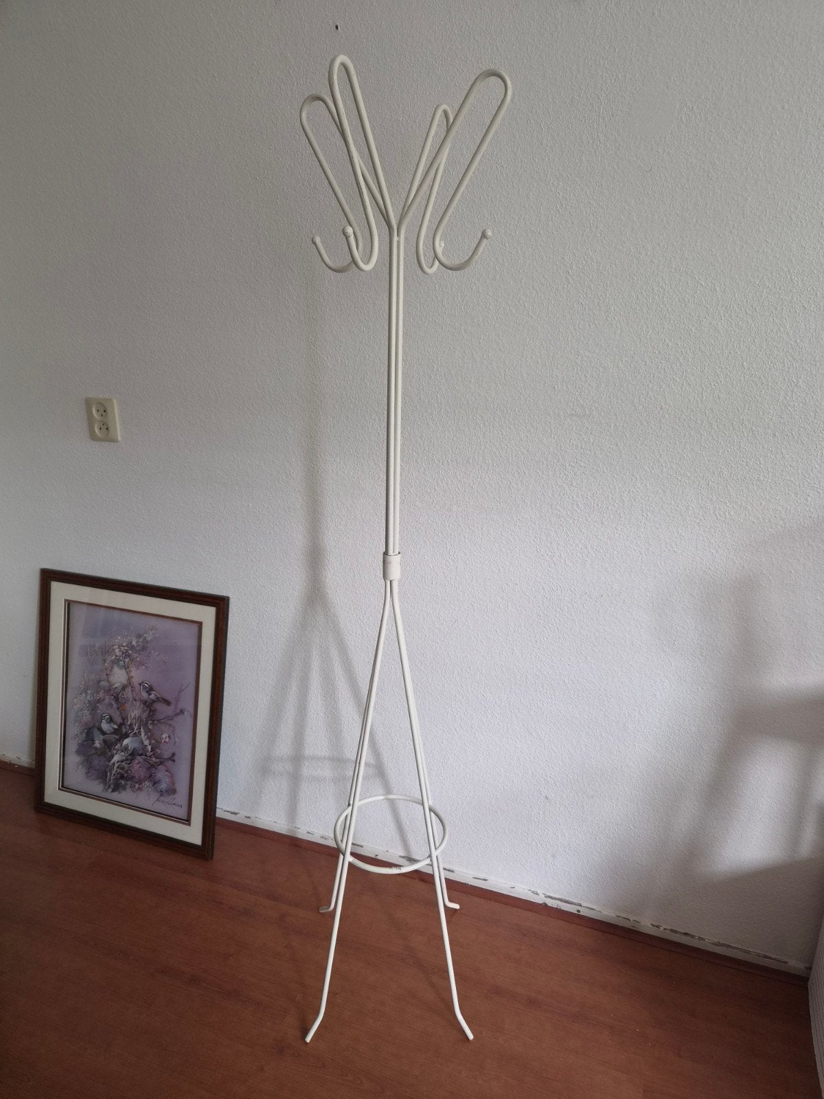 witte, metalen staande kapstok porte-manteau  minimalistisch, Huis en Inrichting, Woonaccessoires | Kapstokken, Ophalen, Gebruikt