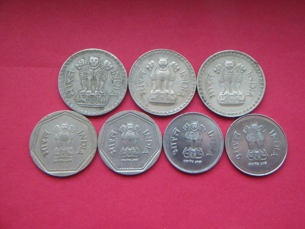 India setje munten 1 Rupee 1976 / 1997., Verzenden, Zuid-Azië, Setje