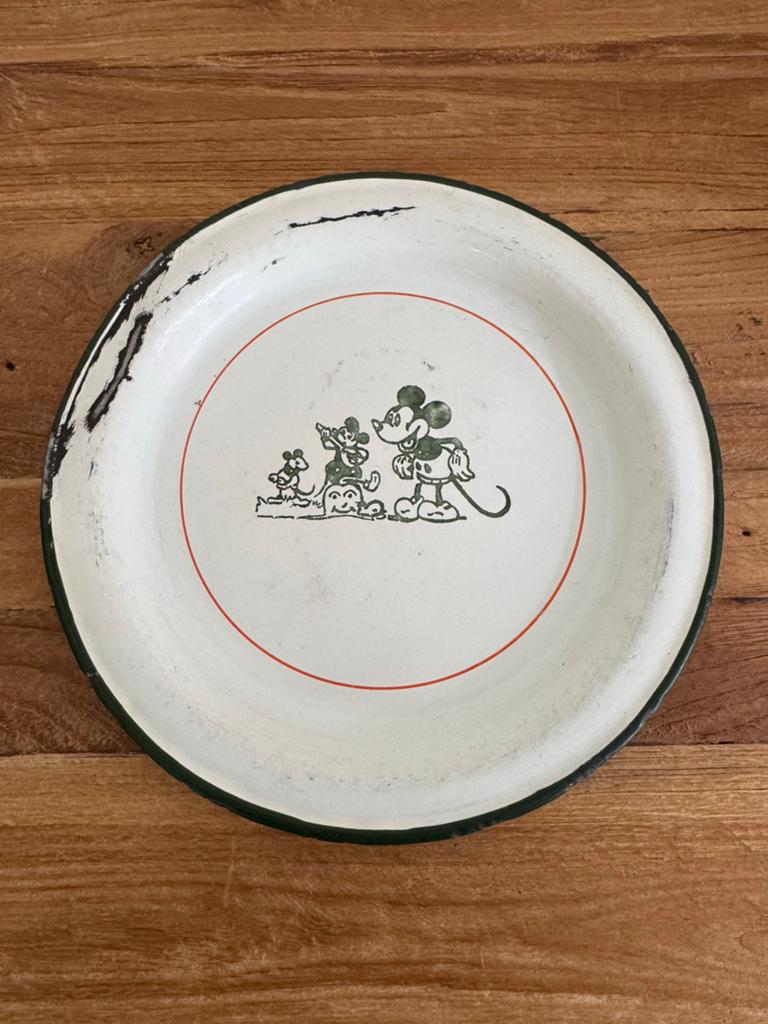 Vintage Mickey Mouse Emaille Bord - Antiek Disney Servies, Ophalen of Verzenden