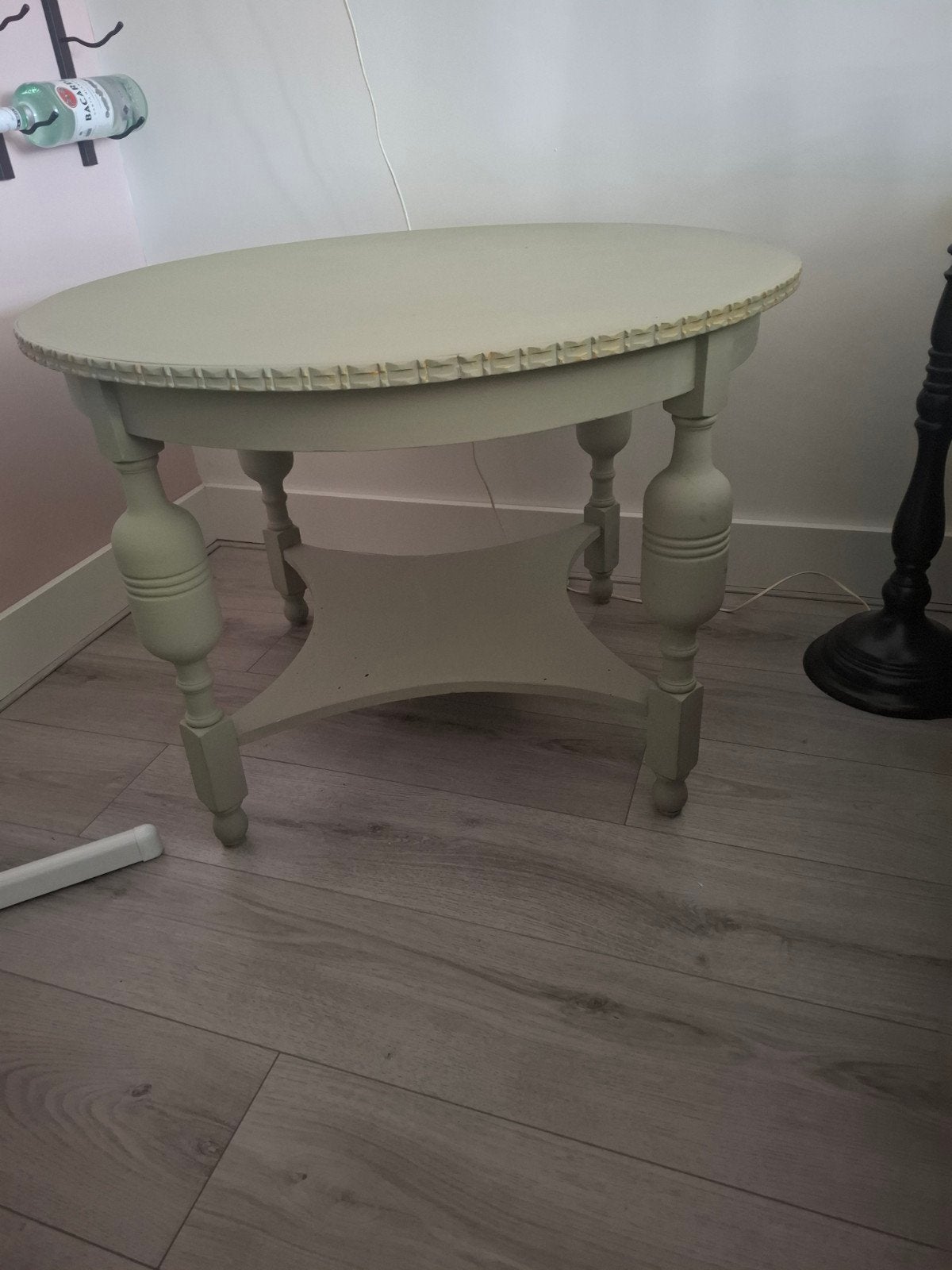 brocante ronde salon tafel (olijfgroen), Ophalen, Rond, 50 tot 100 cm, 50 tot 100 cm