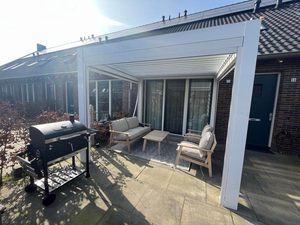 Luxe Lamellendak Overkapping / Veranda LED & Privacy Screens, Ophalen, Zo goed als nieuw, Tuinpaviljoen