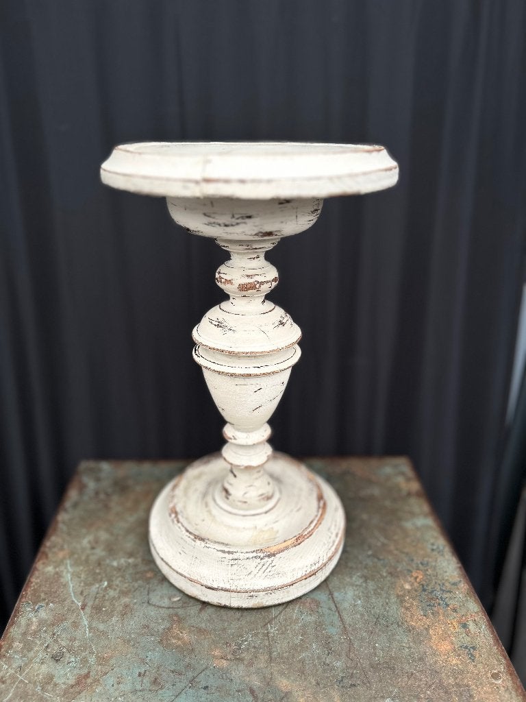Vintage tafel rond, 41 cm hoog, wit, voor plant beeld e.d., Ophalen of Verzenden