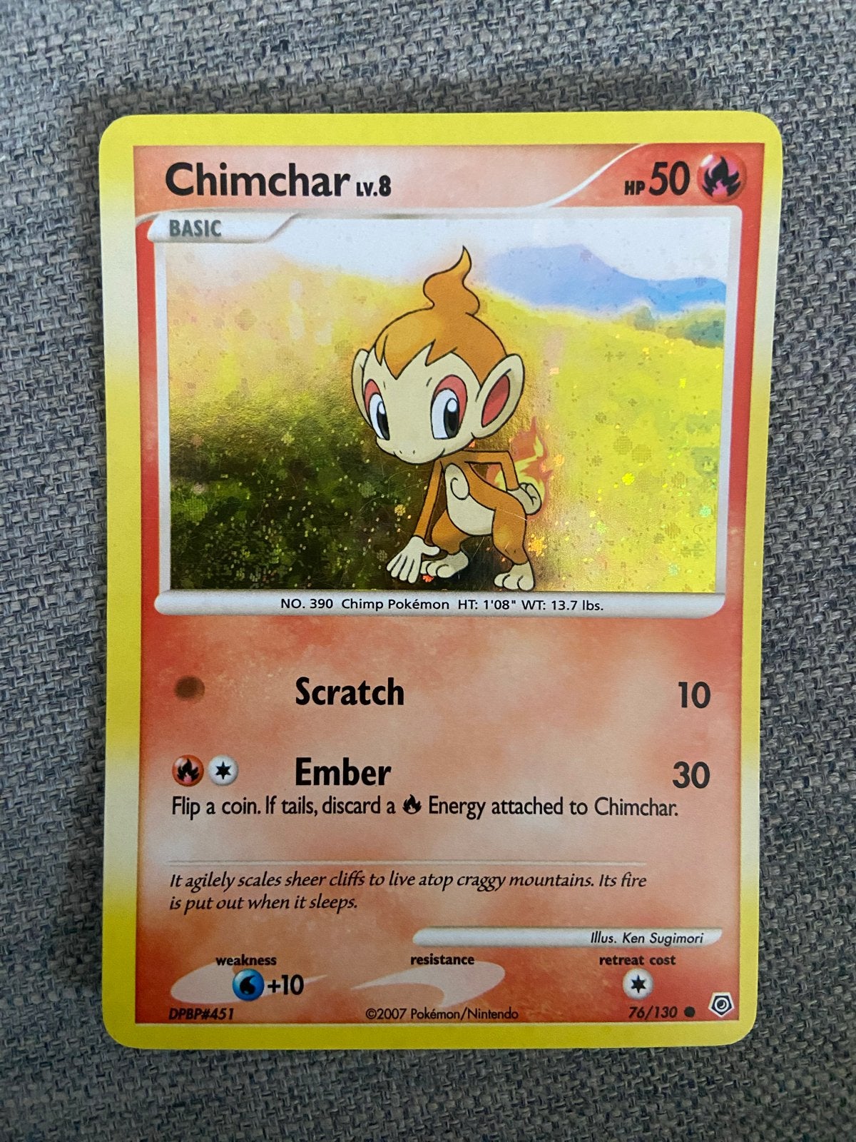 Pokémon Kaart Chimchar LV.8 (Cosmos Holo), Hobby en Vrije tijd, Verzamelkaartspellen | Pokémon, Ophalen, Zo goed als nieuw, Losse kaart