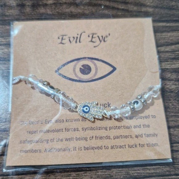 Kralen Armband met Hamsa Hand / Fatima Hand - Evil Eye, Overige materialen, Wit, Nieuw, Ophalen of Verzenden