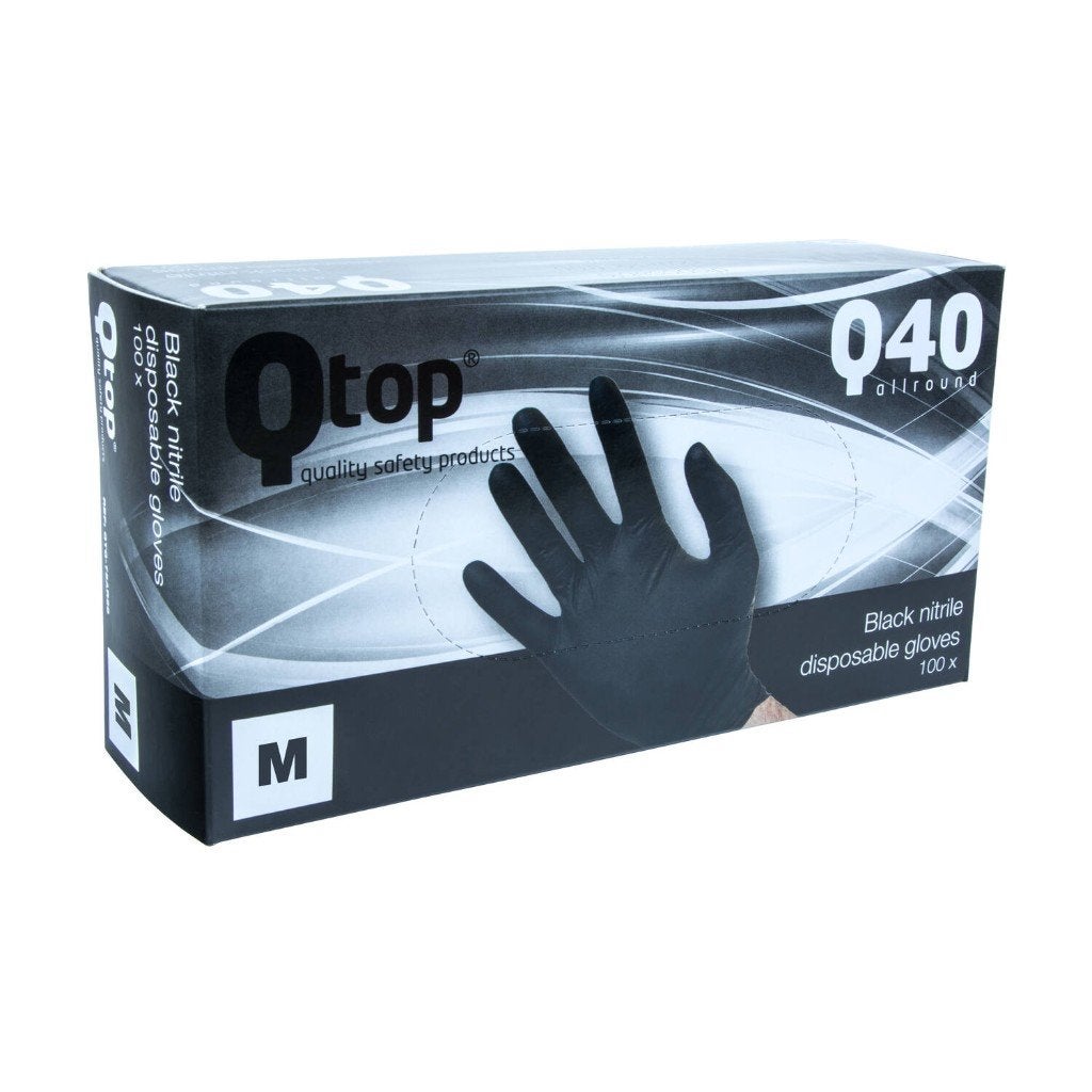TATTOO HANDSCHOENEN zwarte nitril Q-TOP Q40 Allround 10x100, Verzenden, Nieuw