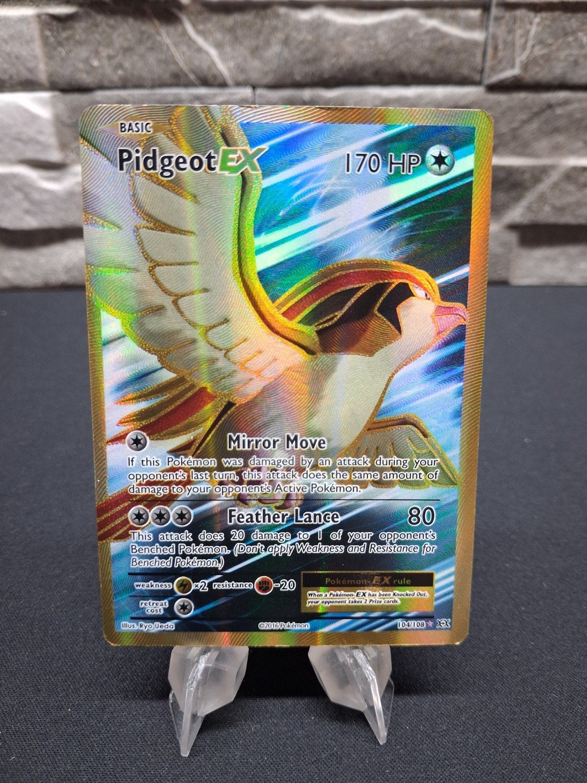 Pidgeot EX Full Art 104/108 XY Evolutions, Ophalen of Verzenden, Zo goed als nieuw, Losse kaart, Foil