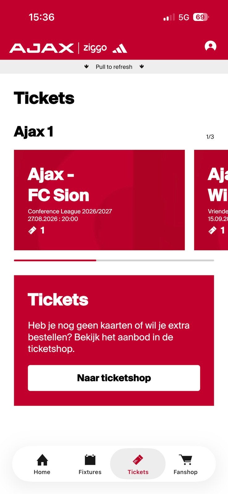 Ajax-fc Sion fside, Eén persoon
