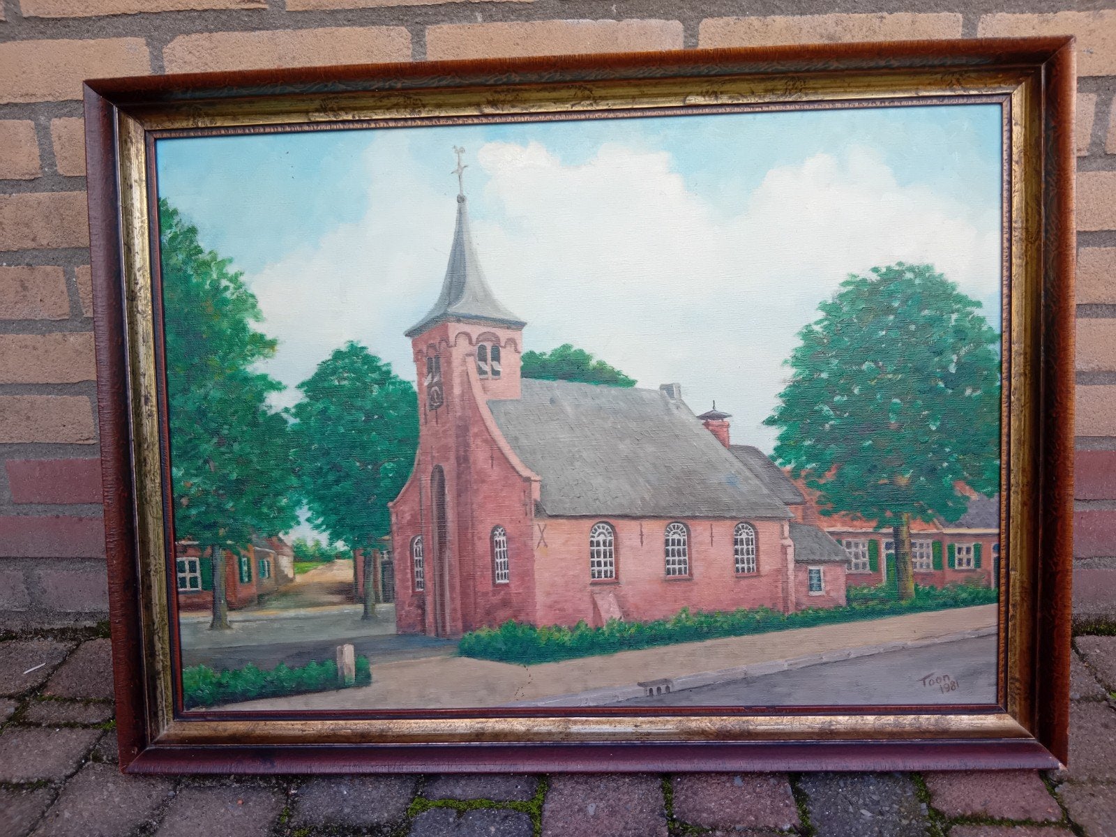 4 geschilderde schilderijen landschap fruit, Ophalen