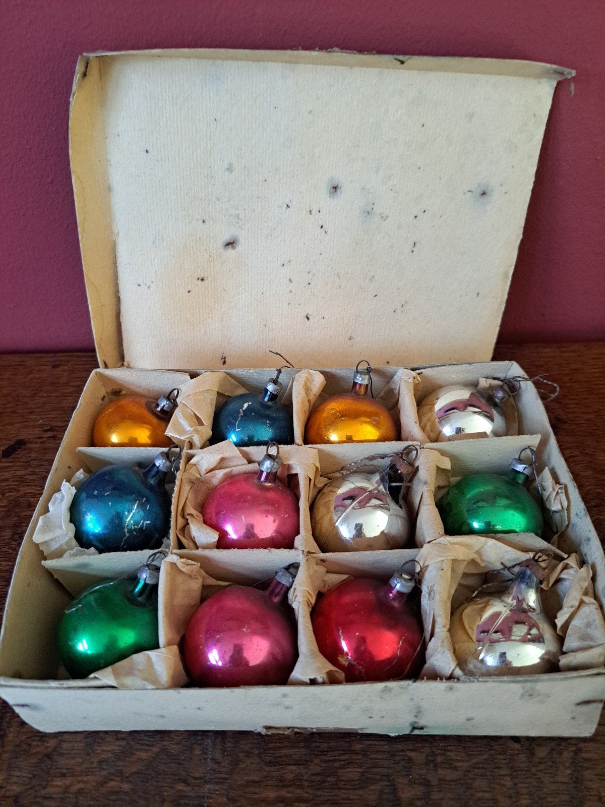 doosje vintage kerstballen, Ophalen of Verzenden