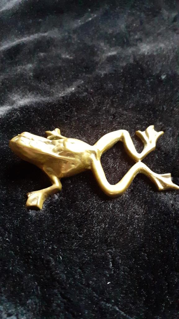 Kikker vintage Koperen  Beeldje - Decoratief, Antiek en Kunst, Ophalen of Verzenden