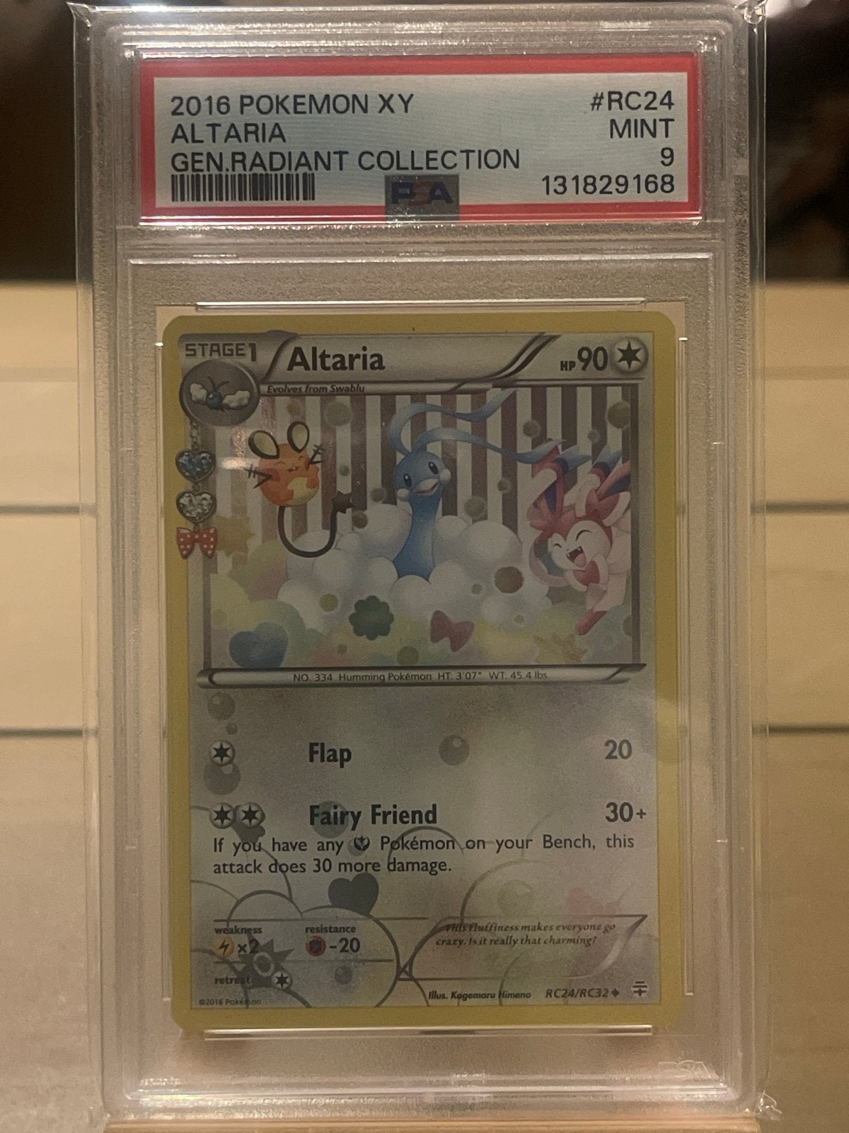 Pokemon XY Altaria RC24 PSA 9 MINT Radiant Collection, Ophalen of Verzenden, Zo goed als nieuw, Losse kaart