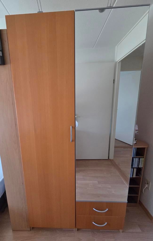Ikea Pax kast met spiegeldeur en verlichting, Gebruikt, 100 tot 150 cm, 200 cm of meer, Overige houtsoorten