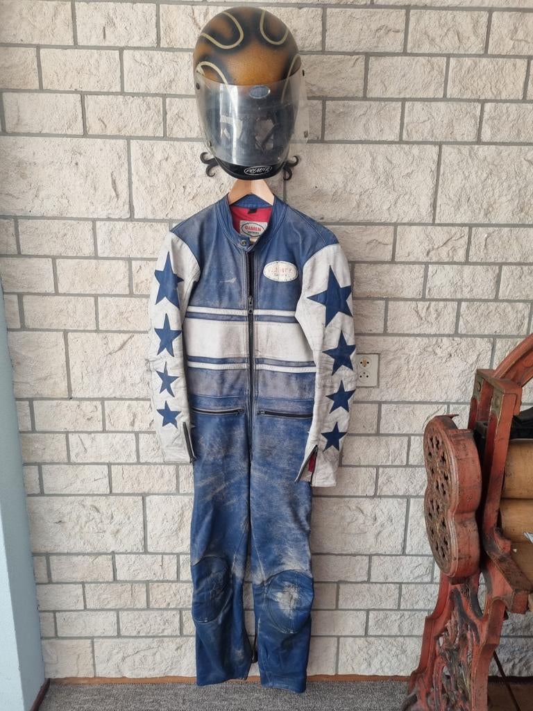 Vintage Damen Leathers Motorpak en Helm Jaren '80, Ophalen of Verzenden, Tweedehands, Overall, Damen Leathers