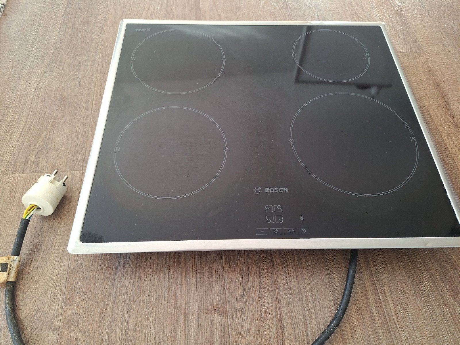 Bosch Inductie Kookplaat 4 Pits - 7200W - 50.5x57cm, Ophalen, Gebruikt, 4 kookzones, Inbouw