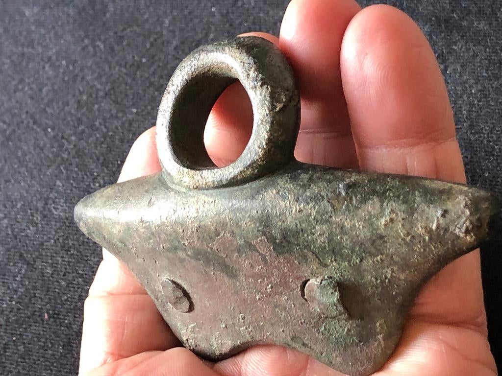 ROMEINS bronzen handvat van KAN mooi compleet Bodemvondst, Antiek en Kunst, Ophalen of Verzenden