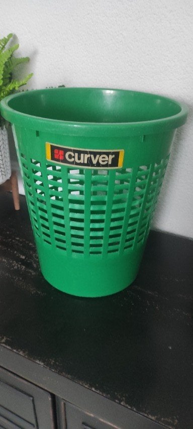 Vintage kunststof prullenmand Curver groen, Kunststof, Gebruikt, Ophalen of Verzenden, Minder dan 10 liter
