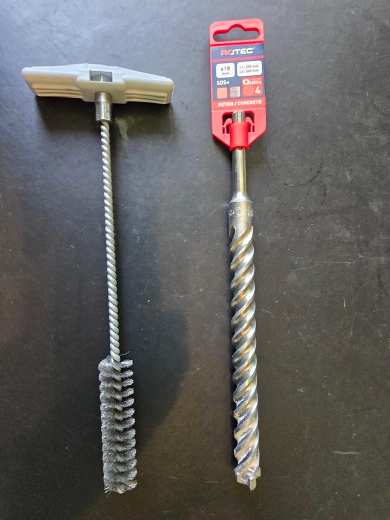 Betonboor hamerboor SDS+ 18mm x 20cm & staalborstel boorgat, Ophalen of Verzenden, Nieuw, Overige typen