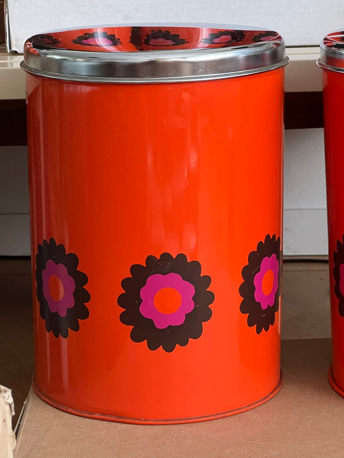 Brabantia grote voorraadbus Patrice oranje jaren '70, Ophalen of Verzenden