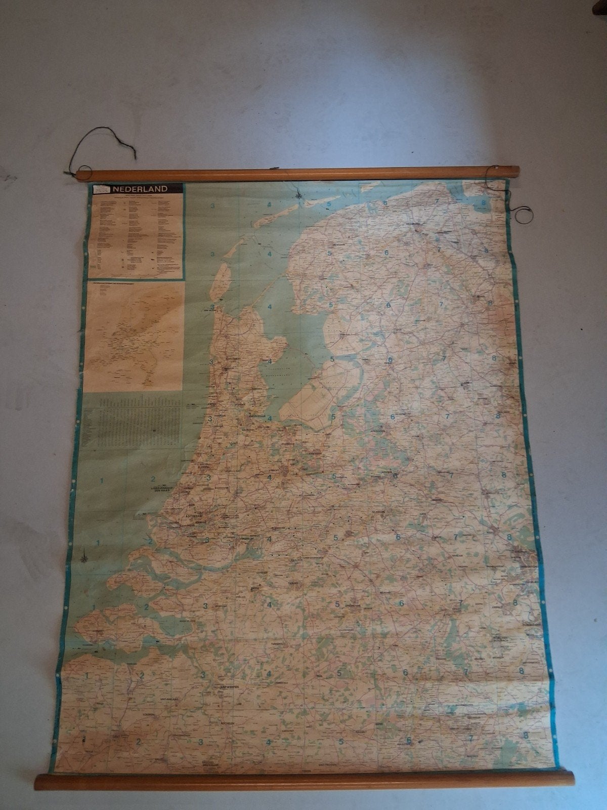 School landkaart van Nederland, Antiek en Kunst, Antiek | Schoolplaten, Ophalen of Verzenden, Aardrijkskunde