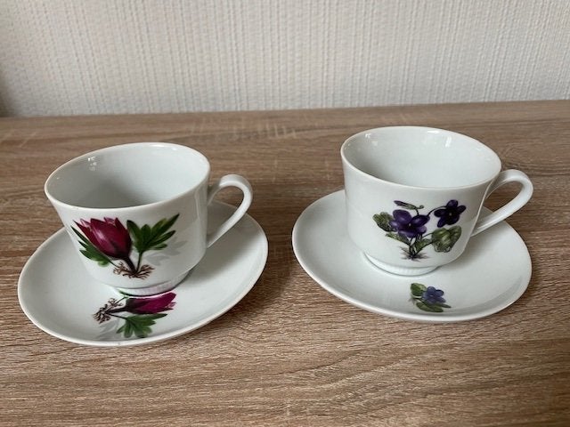 2 Kahla Kop en Schotels met bloemen decor, Ophalen of Verzenden