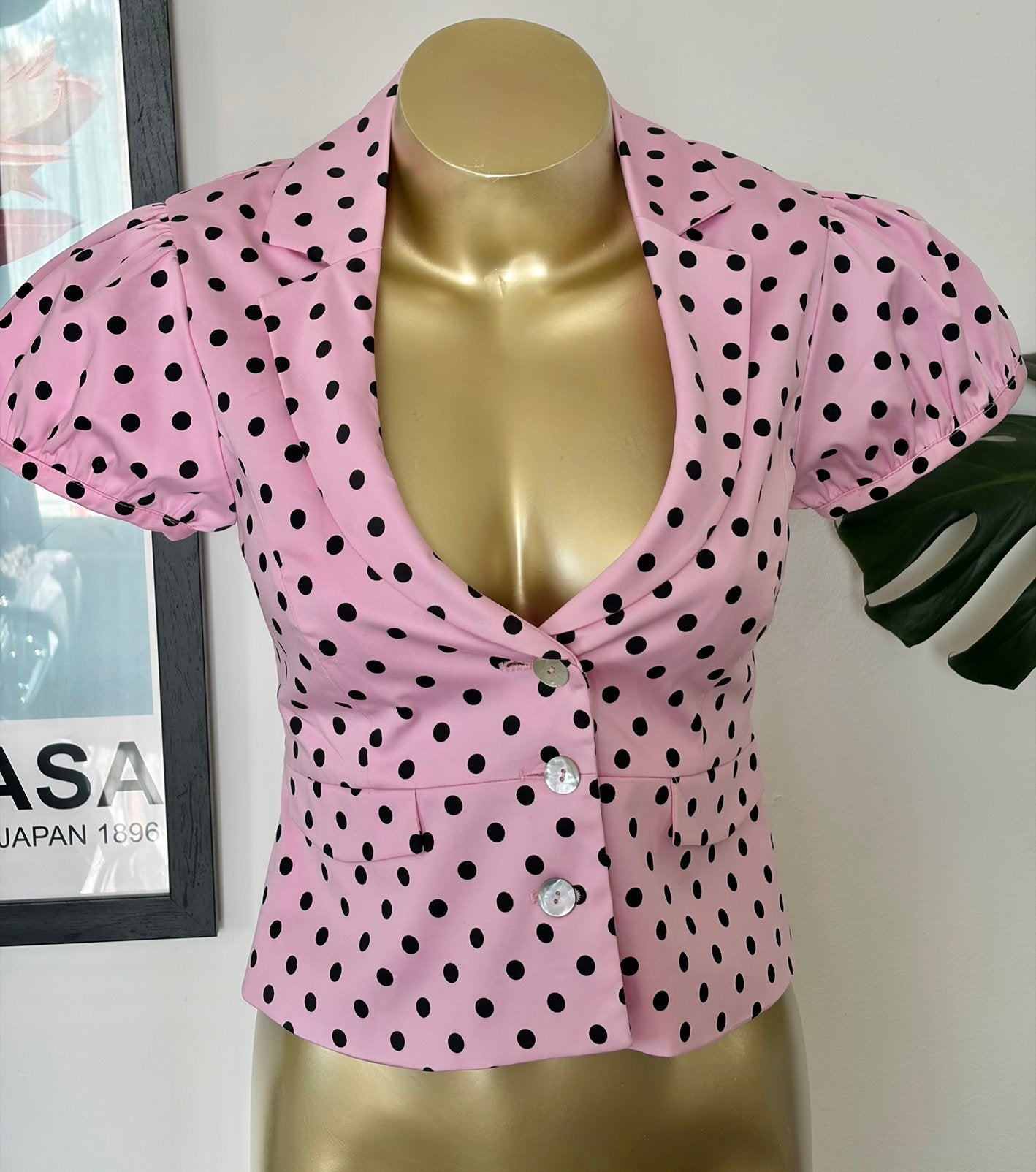 Zara roze polkadot blazer met schelp knopen, Ophalen of Verzenden, Jasje, Roze, Maat 36 (S)