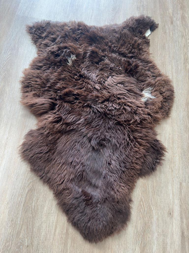 Echte Schapenvacht Bruin 110x70 cm, Ophalen, 100 tot 150 cm, Bruin, 50 tot 100 cm