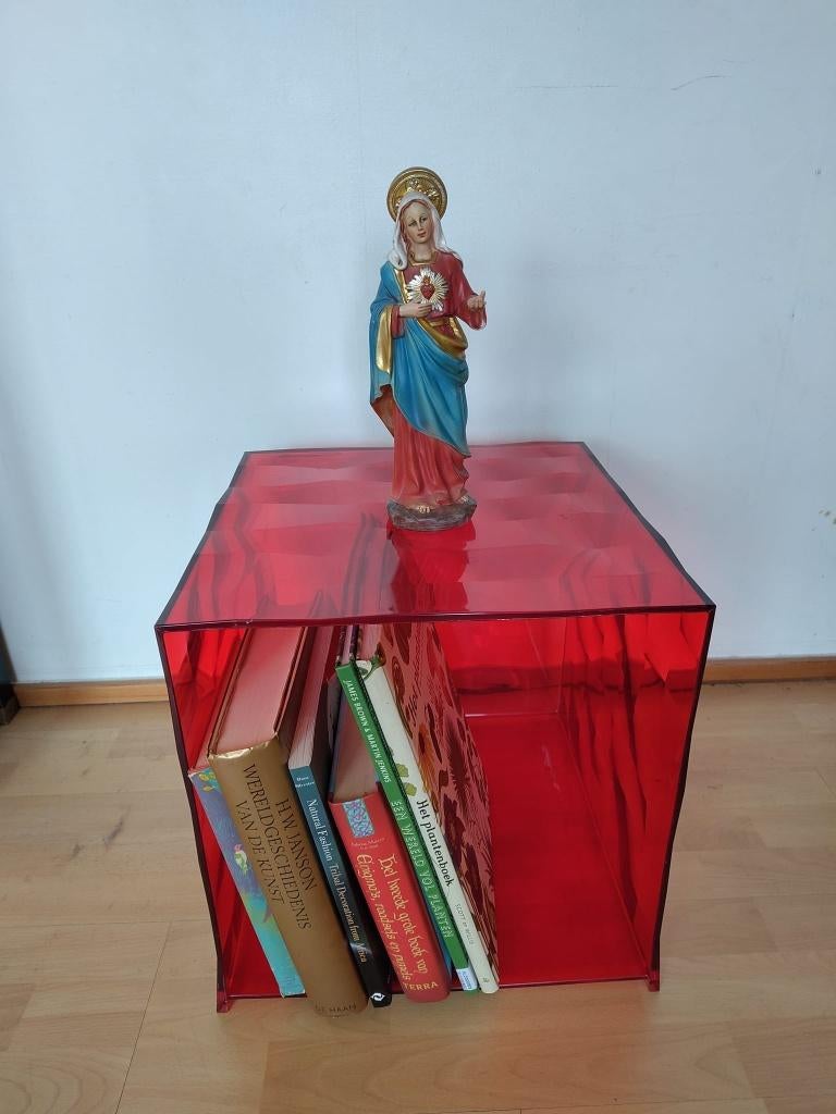 Kartell Kubus, design kastje, bijzettafel, rood kunststof, Ophalen of Verzenden, Gebruikt