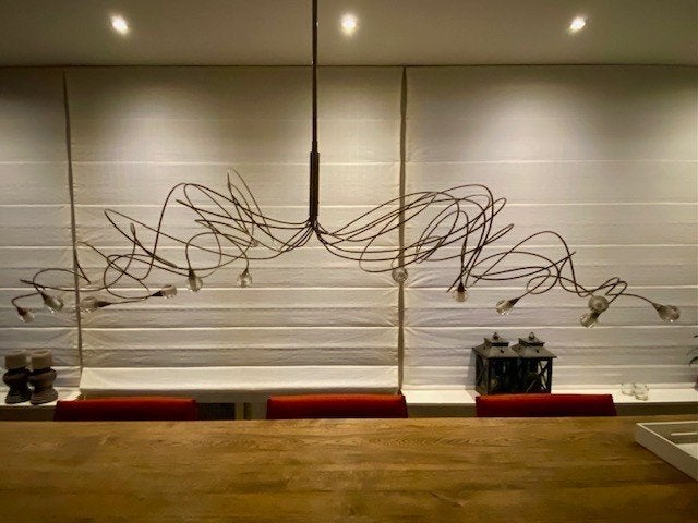 Moderne design hanglamp met 12 lichtpunten, Ophalen, Modern, Organisch, Design, E14 (klein), Zo goed als nieuw
