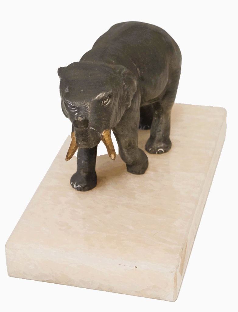 Brons olifant op marmer sokkel., Ophalen of Verzenden, Brons