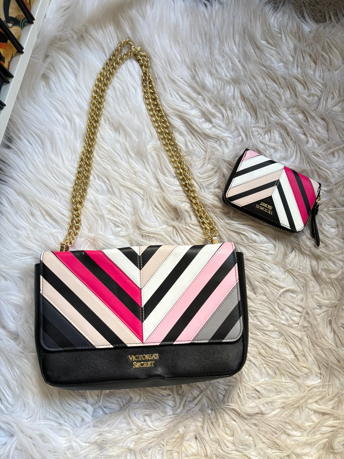 Victoria's secret tas + portemonnee, Ophalen of Verzenden, Zo goed als nieuw, Zwart, Handtas