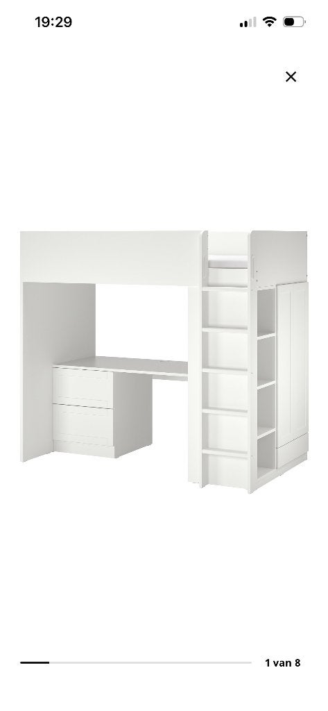 IKEA SMÅSTAD hoogslaper met bureau en kast €60, Ophalen, Gebruikt, 90 cm, Eenpersoons