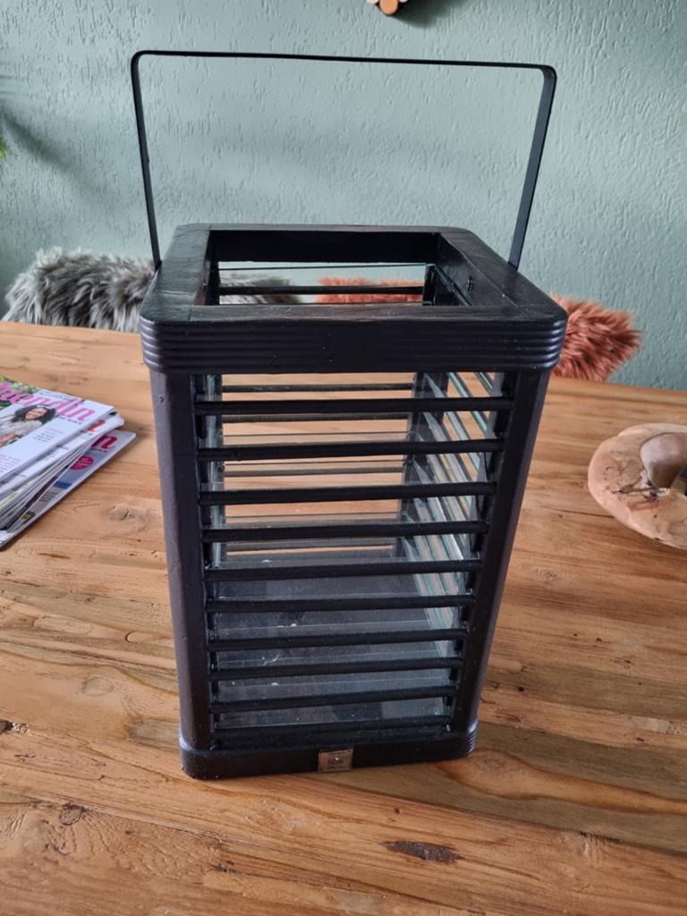 Riviera Maison Windlicht Shutters Zwart, Huis en Inrichting, Ophalen, Hout, Zwart, Landelijk