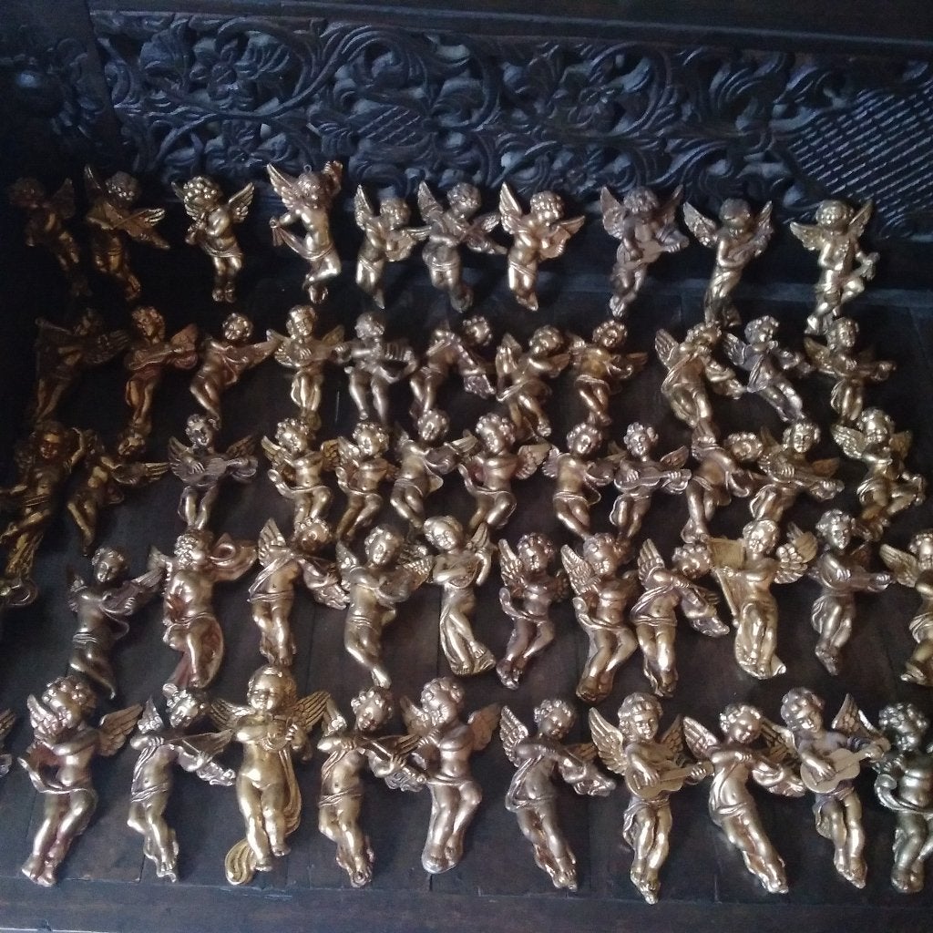 Verzameling oude gouden gipsen cherubijn engeltjes. 2stuks, Verzenden