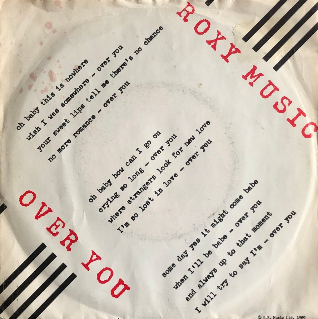 1980	Roxy Music	            Over You, Fotohoes, Ophalen of Verzenden, Zo goed als nieuw, Pop