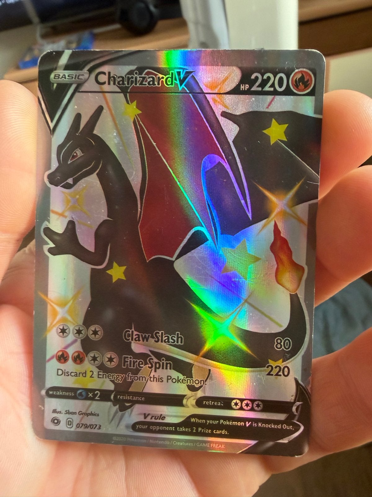 Pokémon Charizard V (079/073), Ophalen of Verzenden, Zo goed als nieuw, Losse kaart, Foil