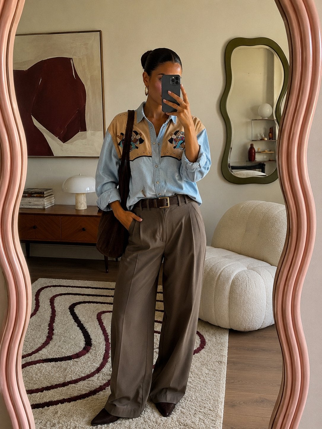 Vintage Shooter Western Blouse met Leren Details - Jaren 90, Ophalen of Verzenden, Gedragen, Maat 36 (S), Blauw