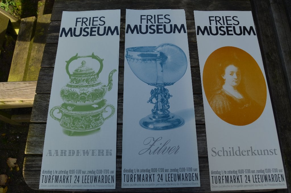 5 Postertjes exposities Fries Museum Leeuwarden, Verzamelen, Ophalen of Verzenden, A1 t/m A3, Overige onderwerpen, Rechthoekig Staand