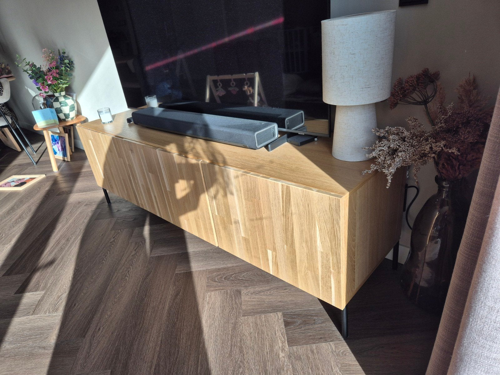 WOOOD TV-meubel Bono 180cm met 3 vakken €250, Ophalen, Modern, Scandinavisch, 150 tot 200 cm, Eikenhout