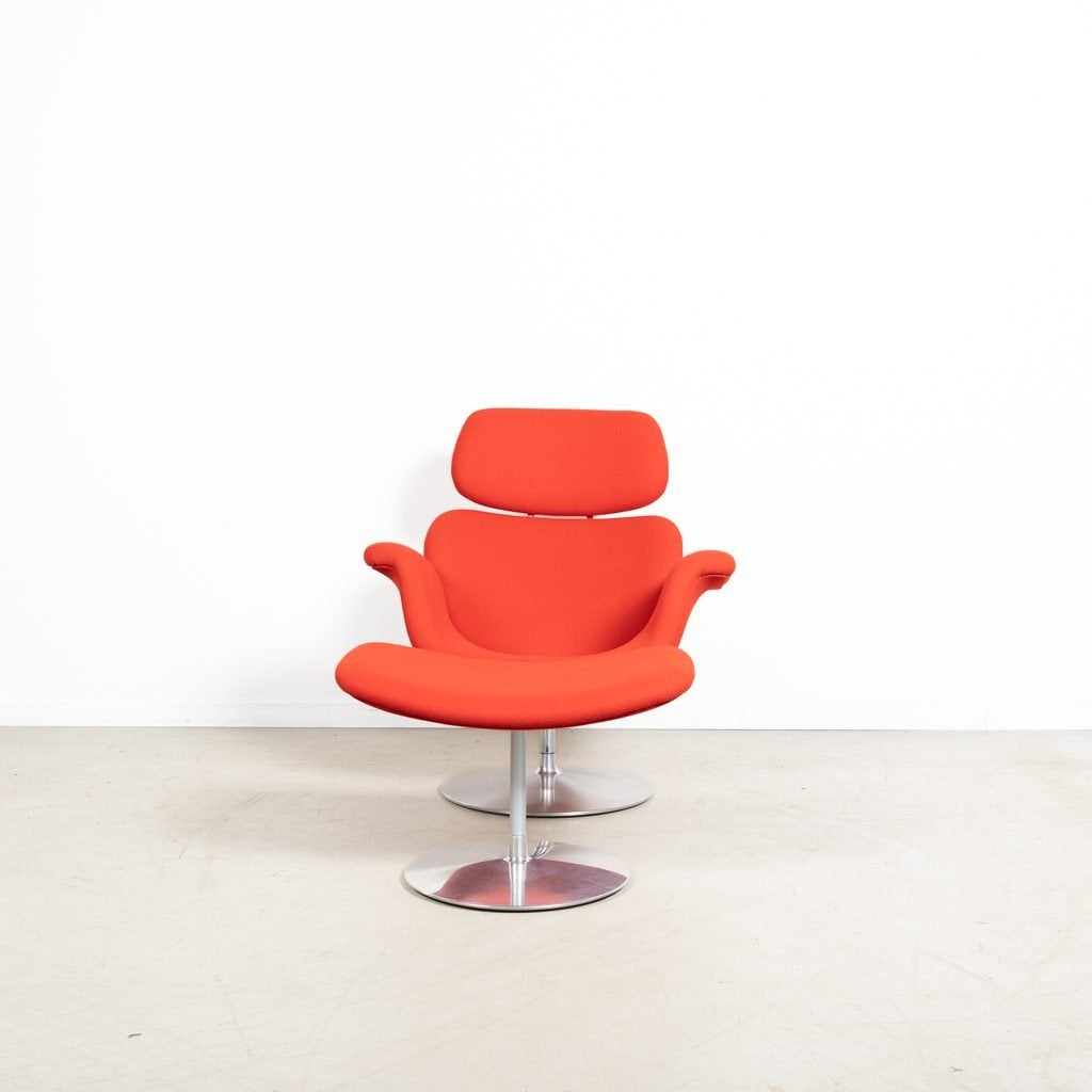 Artifort Big Tulip Fauteuil Rood Stof + Hocker, Huis en Inrichting, Niet ingevuld, Zo goed als nieuw, Niet ingevuld, Niet ingevuld